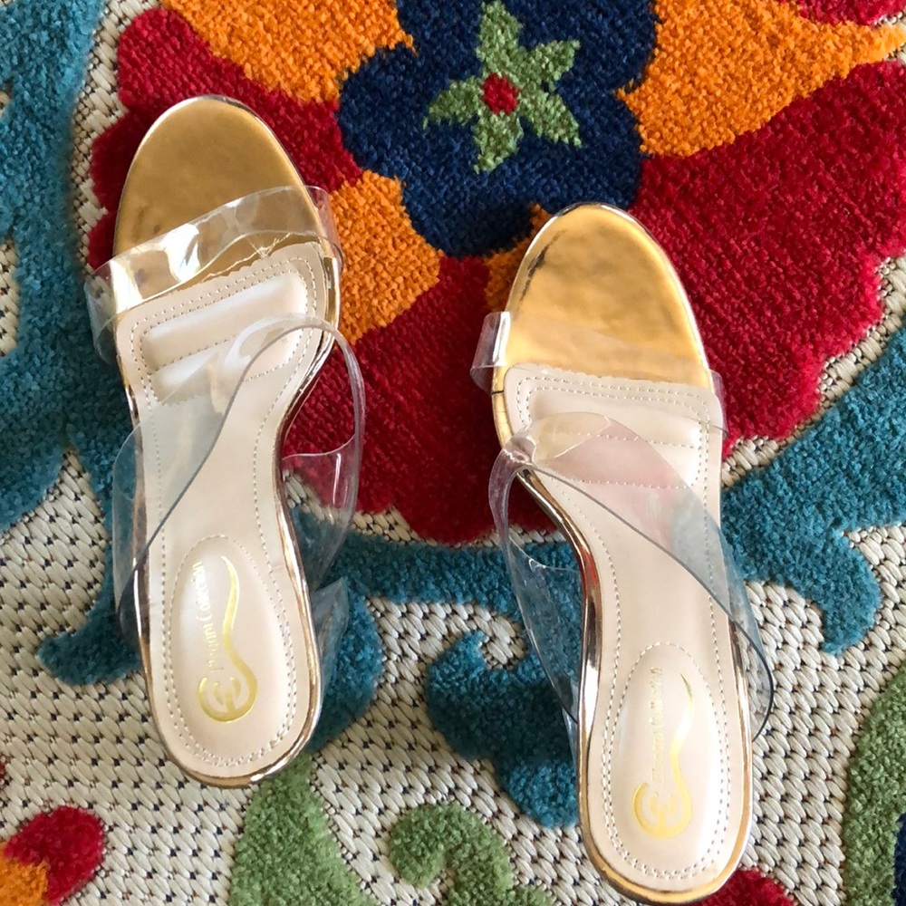 Open toe clear rose gold heel!